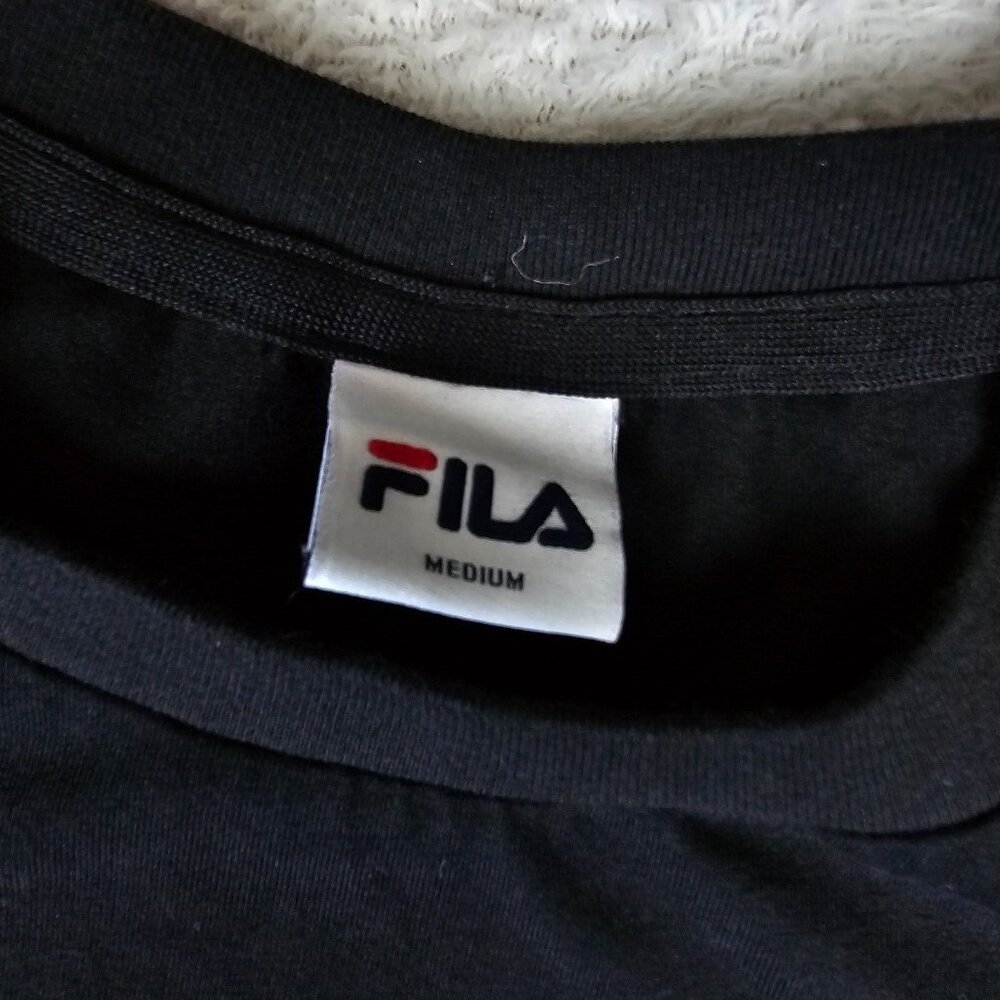 Fila Shirt Mens Medium Black Graphic Tee Tshirt Be Different Hip Hop Skater - Picture 3 of 14